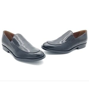 Bruno Magli Barberino Burnished Italian Leather Black Loafers Size 9.5
